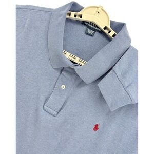 Polo Ralph Lauren Mens Polo Shirt 2XB Big Blue Long Sleeve Polo Pony Logo Knit